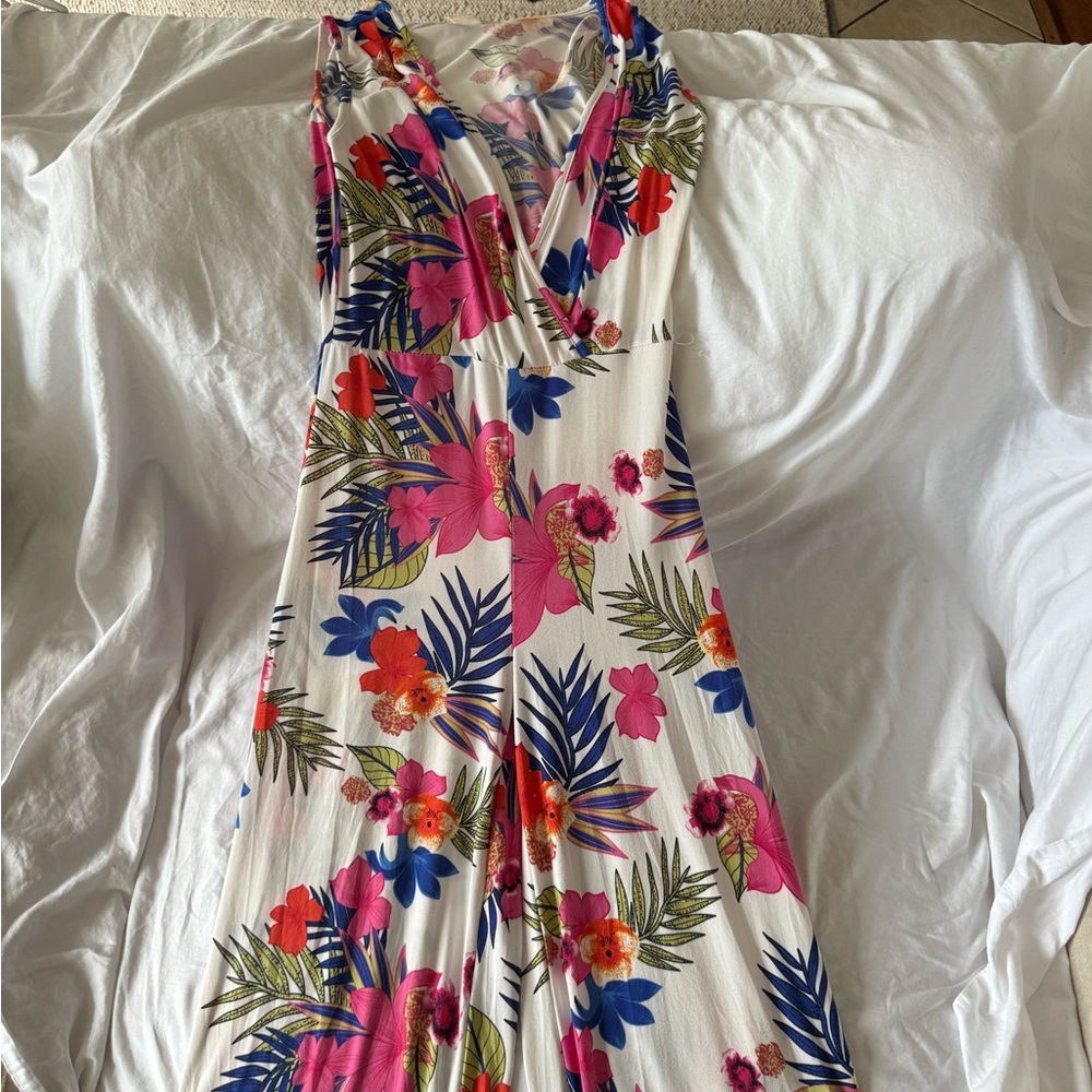 Floral Maxi Dress with Tropical Print